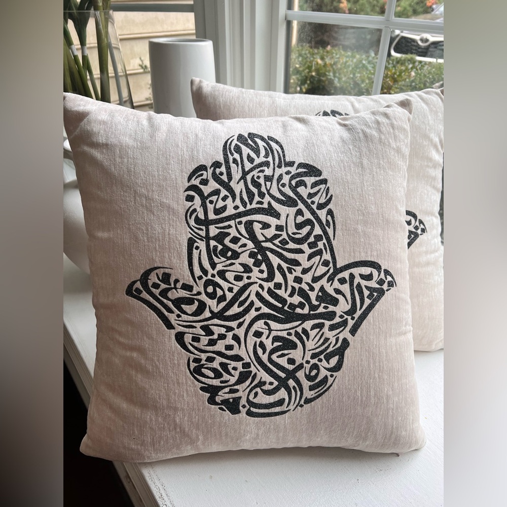 Elegant Cream and Black Decorative Throw Pillows